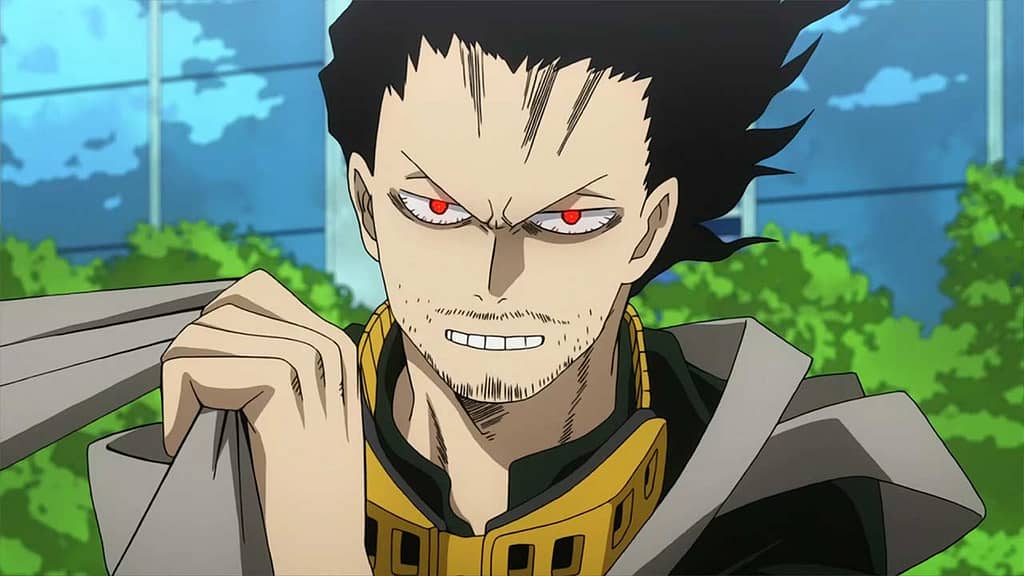 My Hero Academia Eraserhead with his Capturing Weapon, a scarf made from a steel wire alloy woven with carbon nanofibers.
