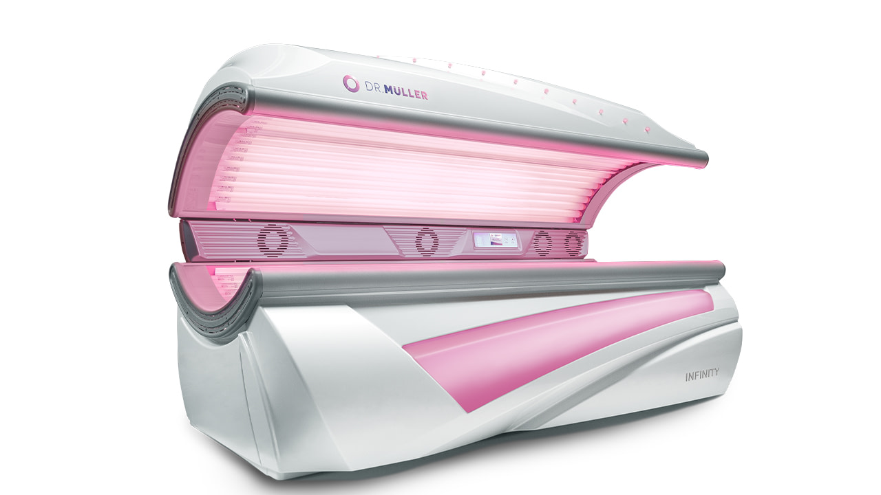 Dr. Muller infinity Collagenic Machines Red Light Therapy device half open left angle